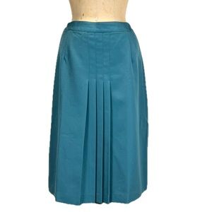VINTAGE 90s front accordion pleat skirt straight pencil midi turquoise teal